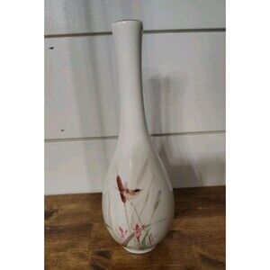 Yamaji Bud Vase With Bird And Floral Print Gold Rim